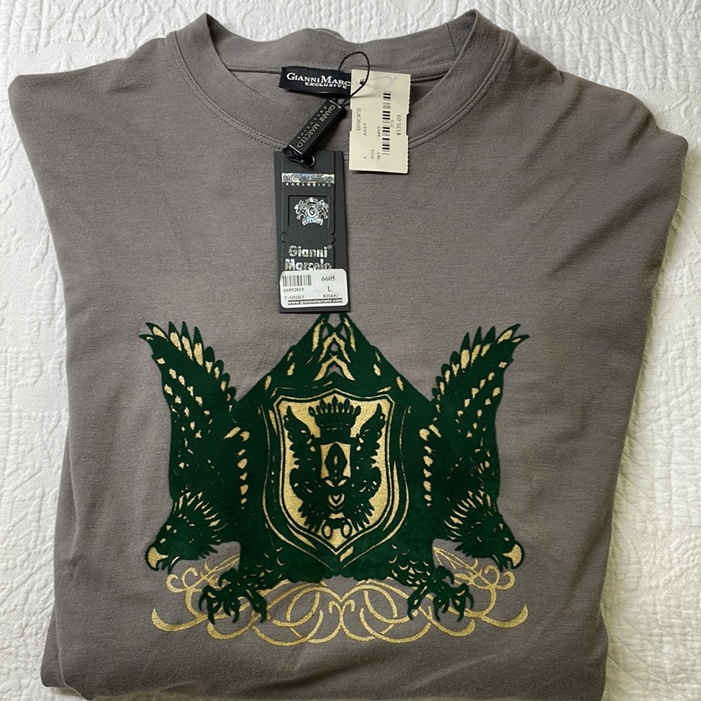 ⭐️Gianni Marcelo Exclusive NWT(135$) long sleeve tee. Felt eagle’s/crest SZ Lg